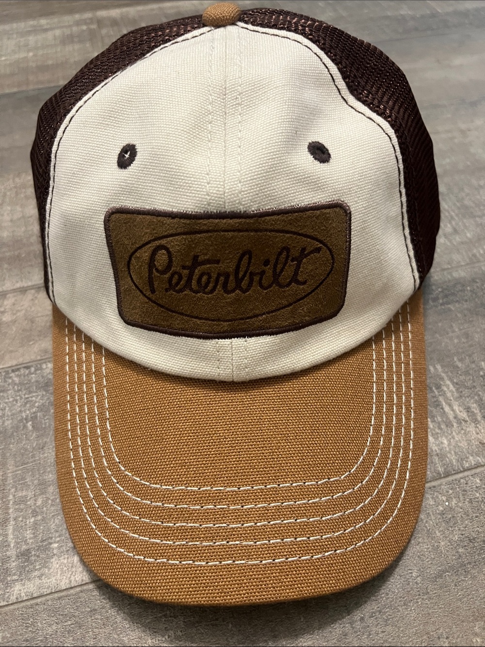 Peterbilt Men’s Brown and Cream Trucker Hat
